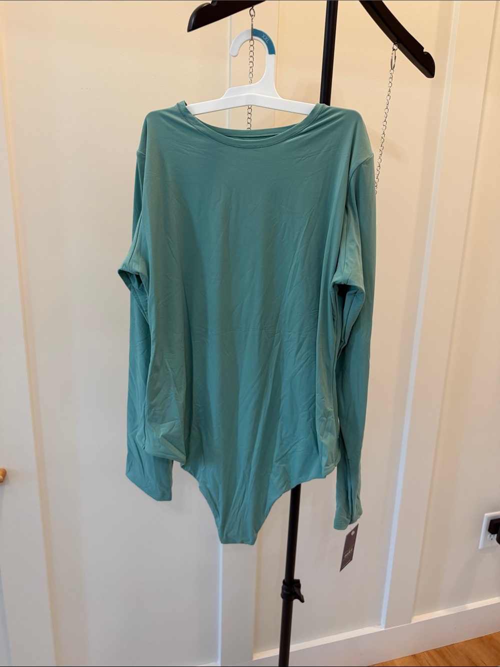 Auden XXL Long Sleeve Crewneck Bodysuit in Seafoam Green #786